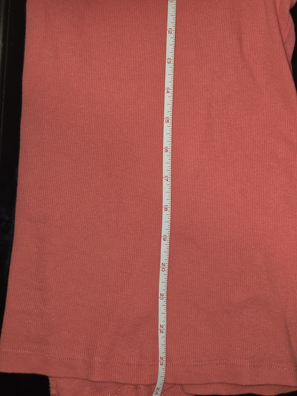 Pilcro Anthropologie Coral Deep V-Neck Short Sleeve Tee with White Trim Size XL - Picture 8 of 8